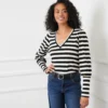 Petite Size Stripe Bishop Sleeve V-Neck Top -Ghost London 3L25401P BLC karenkane 2025 fall 00 2