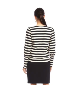 Stripe Bishop Sleeve V-Neck Top -Ghost London 3L25401 BLC karenkane 2025 fall 00 5