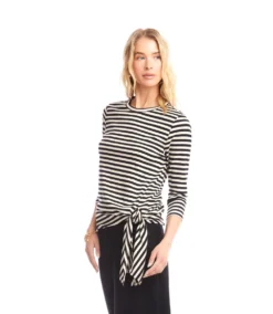 Stripe 3/4 Sleeve Side-Tie Top -Ghost London 3L26800 OWA karenkane 2025 fall 00 4