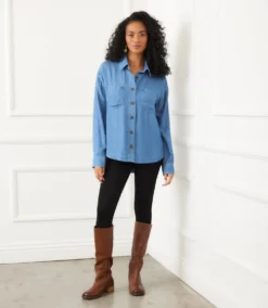 Long Sleeve Soft Denim Shirt Jacket -Ghost London 3L33300 DEN karenkane 2025 fall 00 1