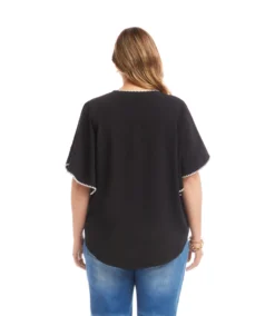 Plus Size Flutter Sleeve Edge Stitch Top 8 Plus Size Flutter Sleeve Edge Stitch Top -Ghost London 3L35100W BLC karenkane 2025 fall 00 3