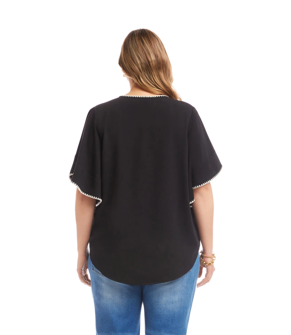Plus Size Flutter Sleeve Edge Stitch Top 5 Plus Size Flutter Sleeve Edge Stitch Top - Image 3