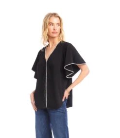 Flutter Sleeve Edge Stitch Top -Ghost London 3L35100 BLC karenkane 2025 fall 00 4