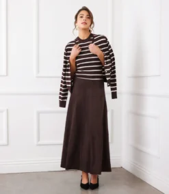 Tiered Faux Suede Midi Skirt 14 Tiered Faux Suede Midi Skirt -Ghost London 3L35300 BRO karenkane 2025 fall 00 1