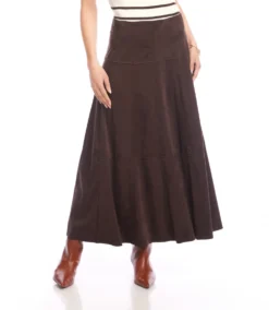 Tiered Faux Suede Midi Skirt 15 Tiered Faux Suede Midi Skirt -Ghost London 3L35300 BRO karenkane 2025 fall 00 4