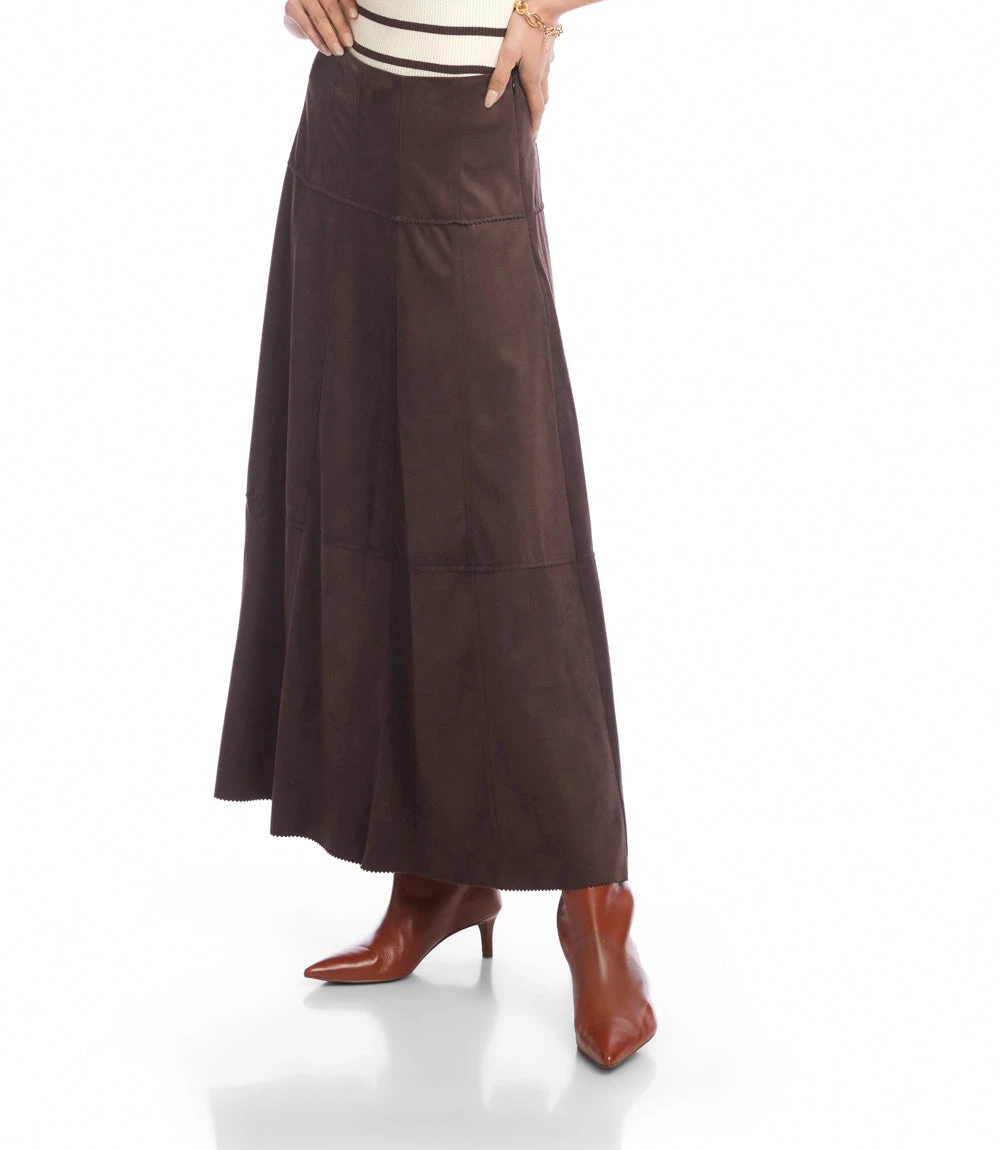 Tiered Faux Suede Midi Skirt 7 Tiered Faux Suede Midi Skirt - Image 5