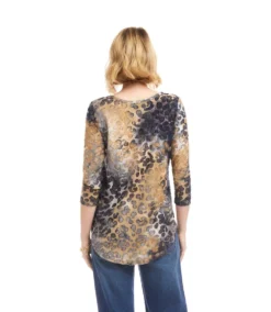 3/4 Sleeve Burnout Shirttail Top -Ghost London 3L35901 TD 1115