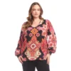 Plus Size Long Sleeve Shirred Blouse -Ghost London 3L37202W PRT karenkane 2025 fall 00 1