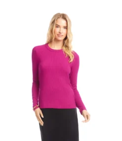 Ribbed Long Sleeve Crewneck Top