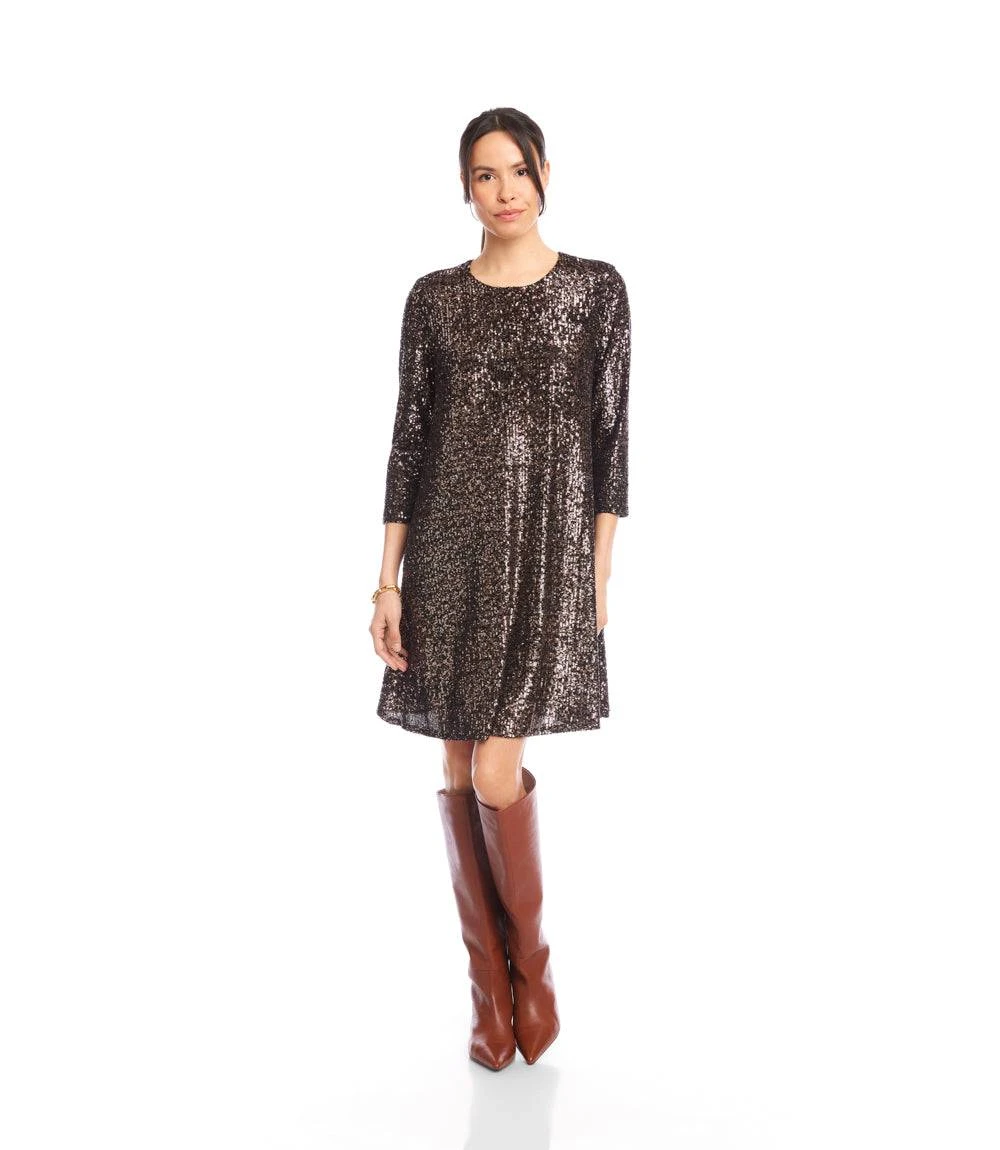 3/4 Sleeve Sequin Swing Dress 4 3/4 Sleeve Sequin Swing Dress - Image 2