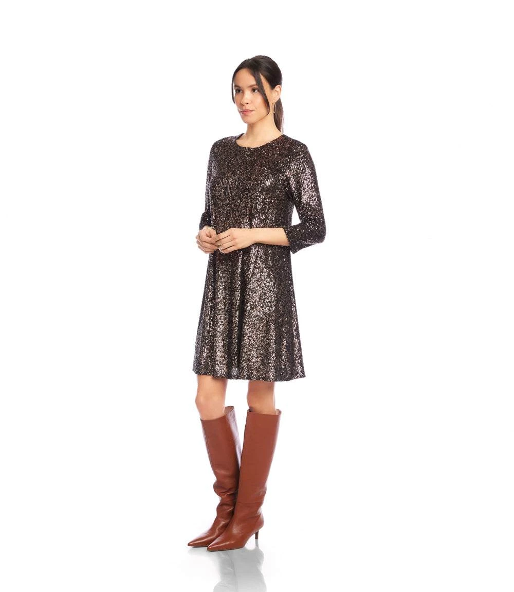 3/4 Sleeve Sequin Swing Dress 5 3/4 Sleeve Sequin Swing Dress - Image 3