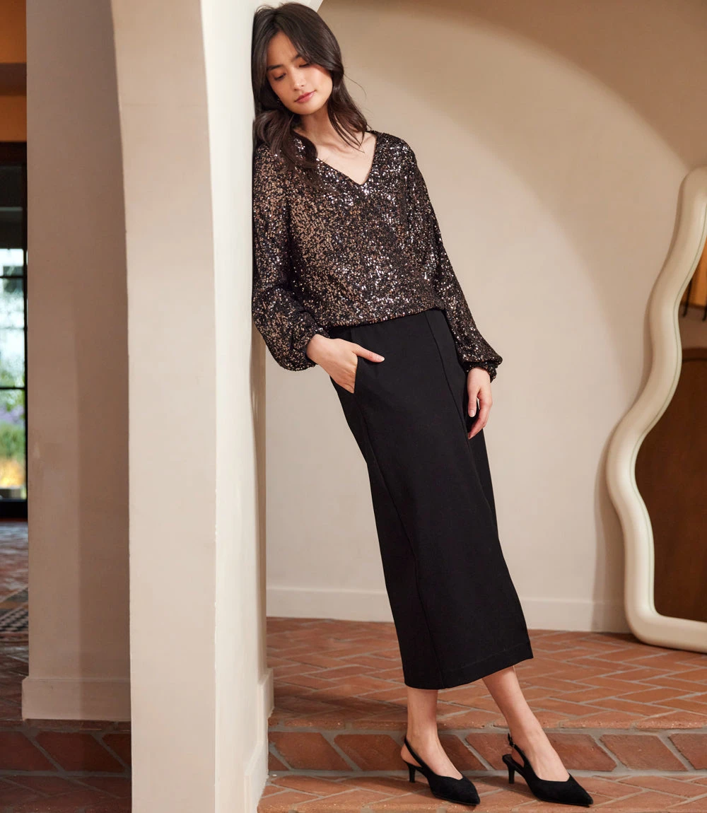 Blouson Sleeve Sequin V-Neck Top 7 Blouson Sleeve Sequin V-Neck Top - Image 5