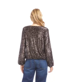 Blouson Sleeve Sequin V-Neck Top 11 Blouson Sleeve Sequin V-Neck Top -Ghost London 3L39501 BRO karenkane 2025 fall 00 5