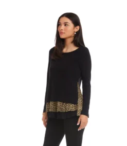 Layered Contrast Leopard Sweater -Ghost London 3L43010 BLK karenkane 2025 fall 00 2