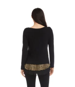 Layered Contrast Leopard Sweater -Ghost London 3L43010 BLK karenkane 2025 fall 00 3