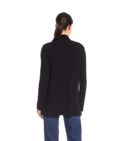 Petite Size Long Sleeve Ribbed Drape Front Cardigan -Ghost London 3L56011P BLK karenkane 2025 fall 00 3