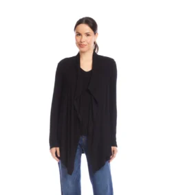 Long Sleeve Ribbed Drape Front Cardigan -Ghost London 3L56011 BLK karenkane 2025 fall 00 1