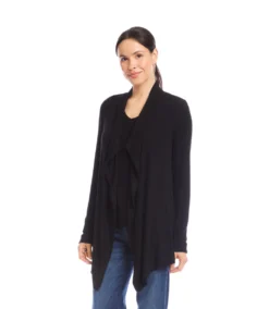 Long Sleeve Ribbed Drape Front Cardigan -Ghost London 3L56011 BLK karenkane 2025 fall 00 2