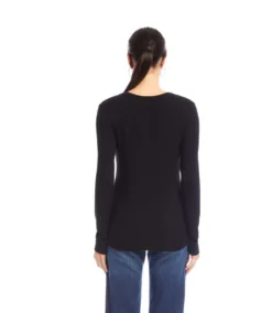 Long Sleeve Ribbed V-Neck Top -Ghost London 3L56018 BLK karenkane 2025 fall 00 3