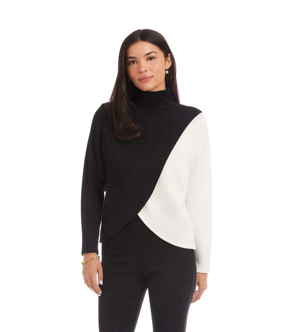 Long Sleeve Crossover Colorblock Top 4 Long Sleeve Crossover Colorblock Top - Image 2