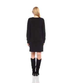 Petite Size Long Sleeve V-Neck Button Detail Dress -Ghost London 3L57519 BLK karenkane 2025 fall 00 8 1