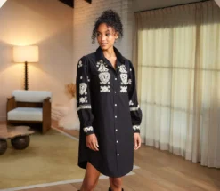 Blouson Sleeve Rope Stitch Shirtdress -Ghost London 3L70136 BKTN karenkane 2025 fall 00 1