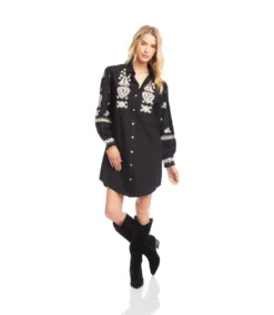 Blouson Sleeve Rope Stitch Shirtdress -Ghost London 3L70136 BKTN karenkane 2025 fall 00 4