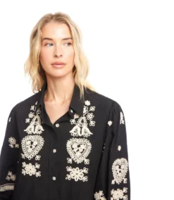 Blouson Sleeve Rope Stitch Shirtdress -Ghost London 3L70136 BKTN karenkane 2025 fall 00 7