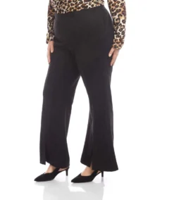 Plus Size Faux Suede Front Slit Pants -Ghost London 3L71511W BLK karenkane 2025 fall 00 3 dd14cf16 422a 4db9 afbd 20bf8f39cd7d