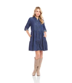 Petite Size Roll Tab Tiered Shirtdress -Ghost London 3L78601P CHA karenkane 2025 fall 00 3