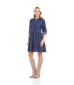 Petite Size Roll Tab Tiered Shirtdress -Ghost London 3L78601P CHA karenkane 2025 fall 00 5