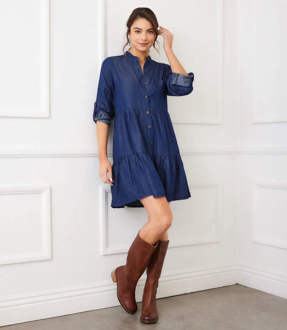 Roll Tab Tiered Shirtdress 2 Roll Tab Tiered Shirtdress