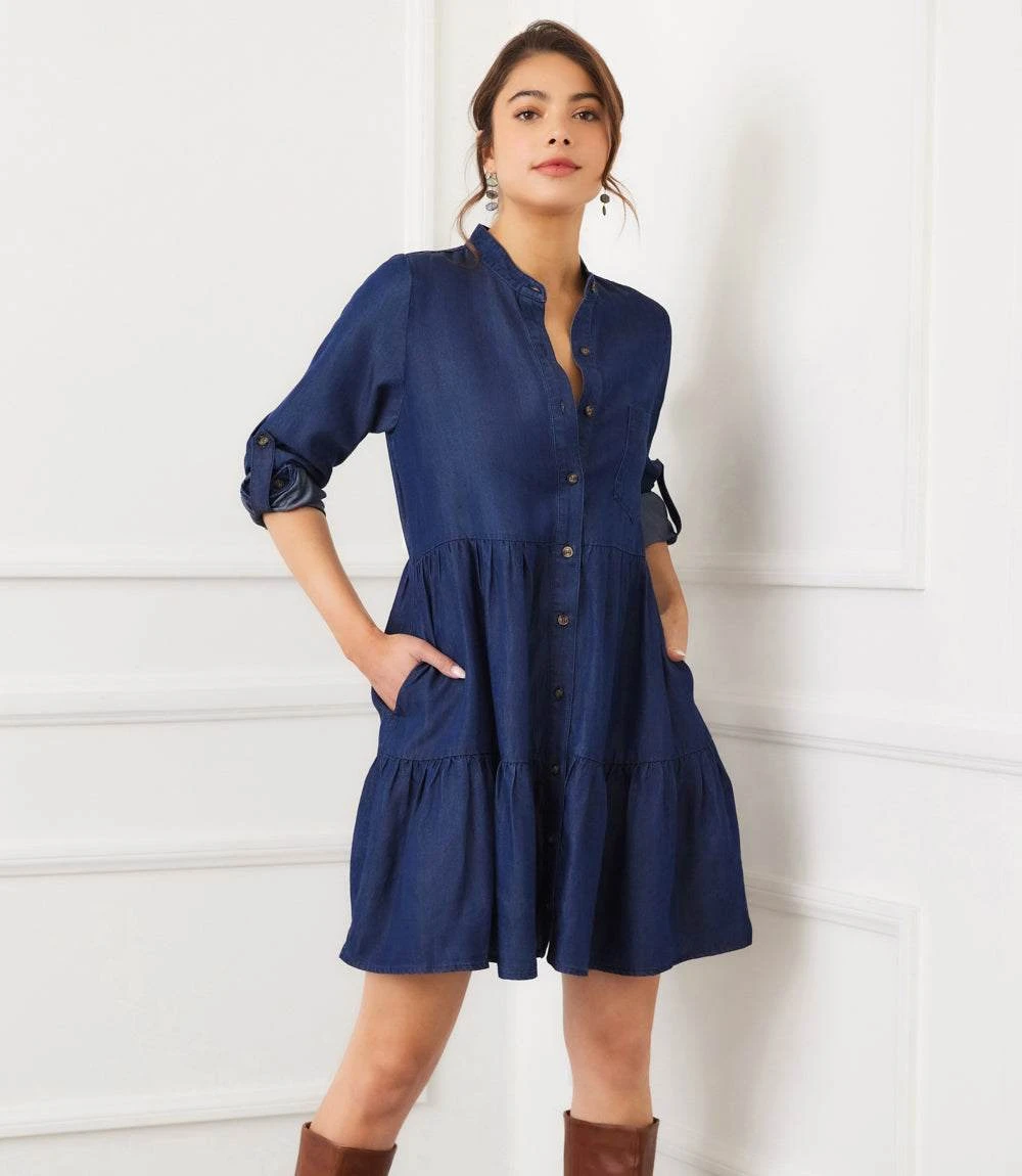 Roll Tab Tiered Shirtdress 4 Roll Tab Tiered Shirtdress - Image 3