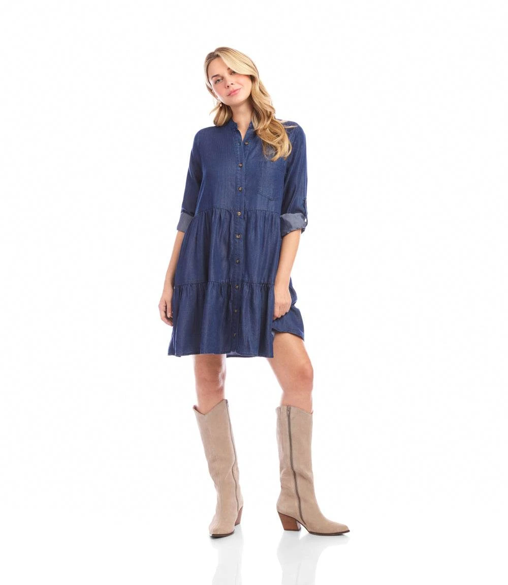 Roll Tab Tiered Shirtdress 3 Roll Tab Tiered Shirtdress - Image 2