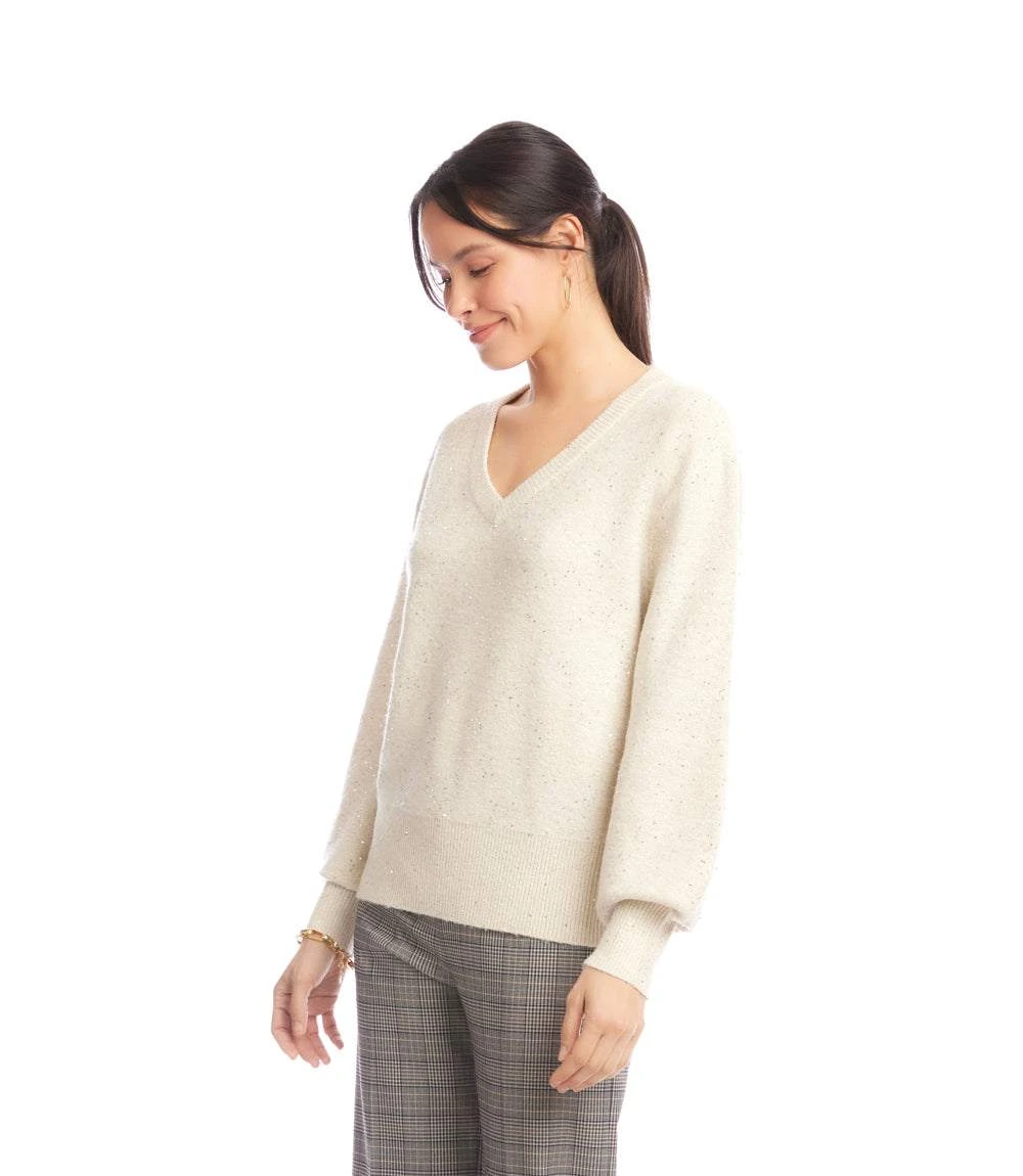 Sequin V-Neck Sweater 5 Sequin V-Neck Sweater - Image 3