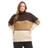Plus Size Contrast Stitch Mock Neck Colorblock Sweater -Ghost London 3L89983W NUL karenkane 2025 fall 00 1