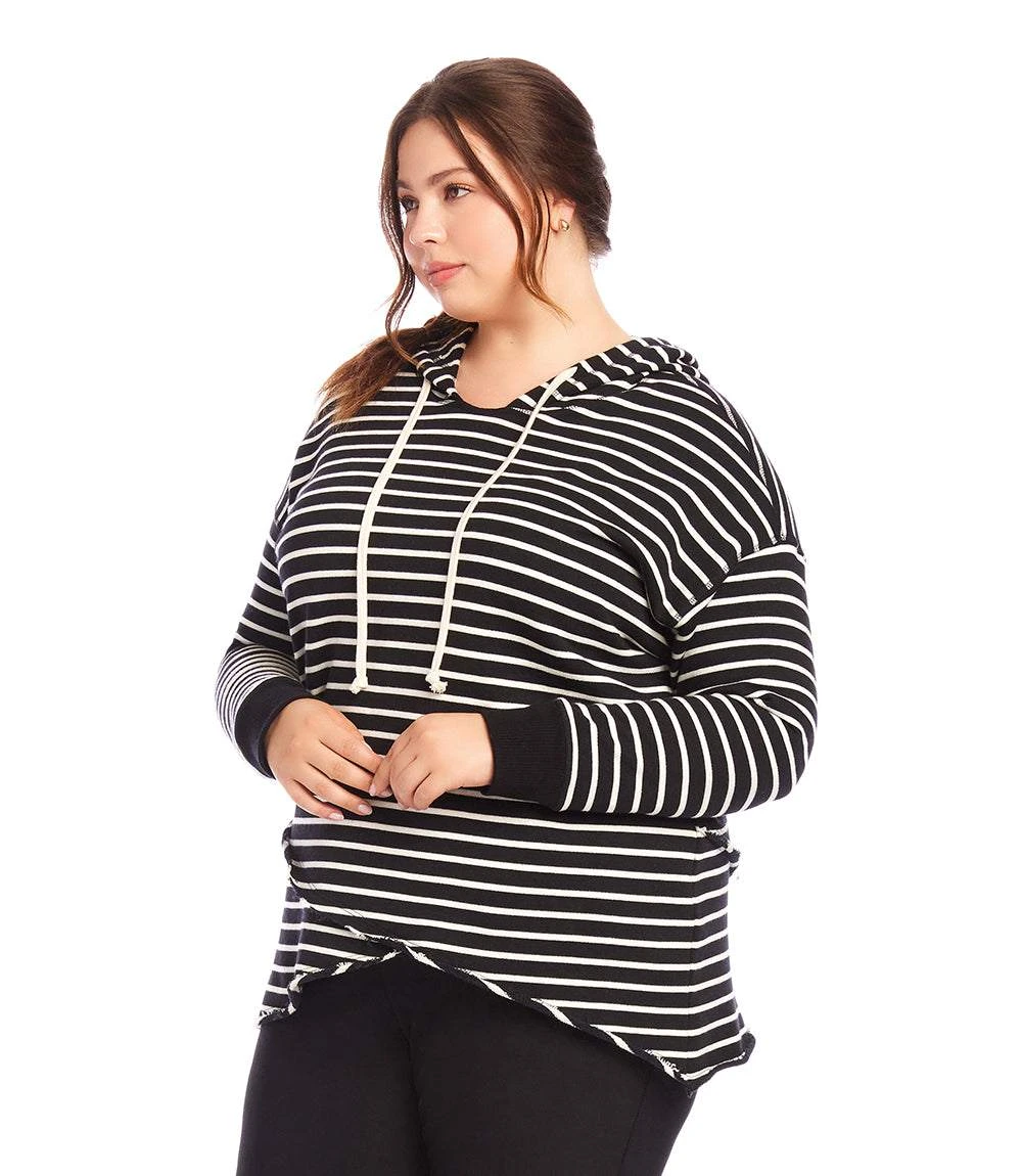 Plus Size Stripe Asymmetric Hem Hoodie 4 Plus Size Stripe Asymmetric Hem Hoodie - Image 2