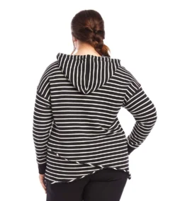 Plus Size Stripe Asymmetric Hem Hoodie 8 Plus Size Stripe Asymmetric Hem Hoodie -Ghost London 4L12401W STP karenkane 2024 winter 00 3