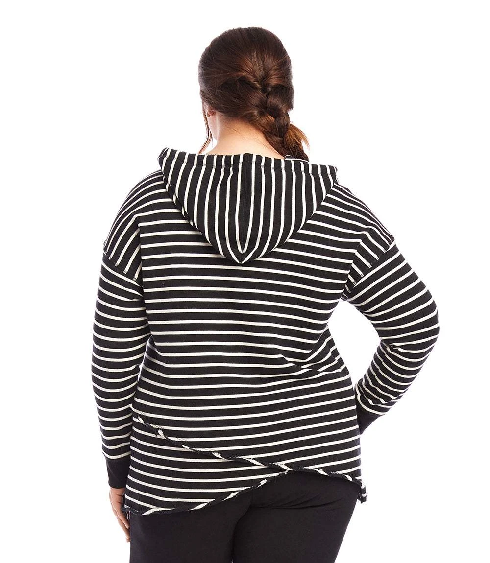 Plus Size Stripe Asymmetric Hem Hoodie 5 Plus Size Stripe Asymmetric Hem Hoodie - Image 3