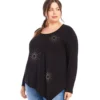 Plus Size Embellished Asymmetric Top