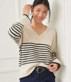 Stripe V-Neck Sweater -Ghost London 579A90BF 0D9A 4FAC 8F64 CAD1D0149EB9