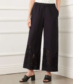 Cutout Embroidery Pants