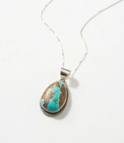 Natural Blue J Turquoise Pendant Necklace