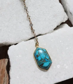 Beaded Turquoise Pendant Necklace