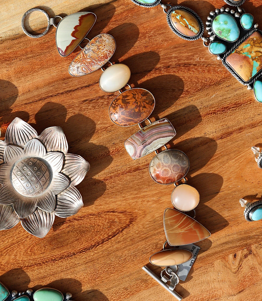 Mosaic Natural Stone Link Bracelet 4 Mosaic Natural Stone Link Bracelet - Image 2