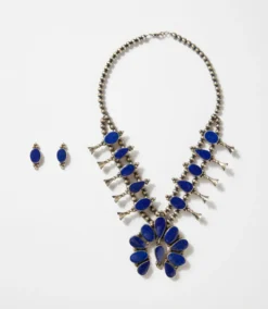 Lapis Squash Blossom Necklace & Earring Set -Ghost London 79863A2F 51A2 47D7 8180 B91541CD8680 scaled