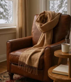 Merino Wool Fringed Scarf -Ghost London 890F4C83 18C8 44CC 9E4F EFE0C8C52FAE