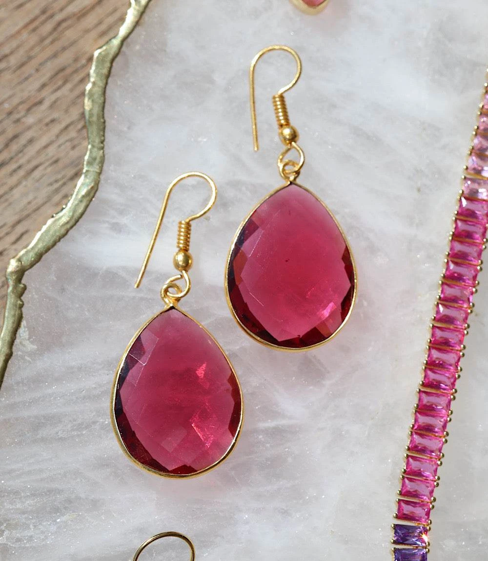 Pink Quartz Teardrop Earrings 5 Pink Quartz Teardrop Earrings - Image 3