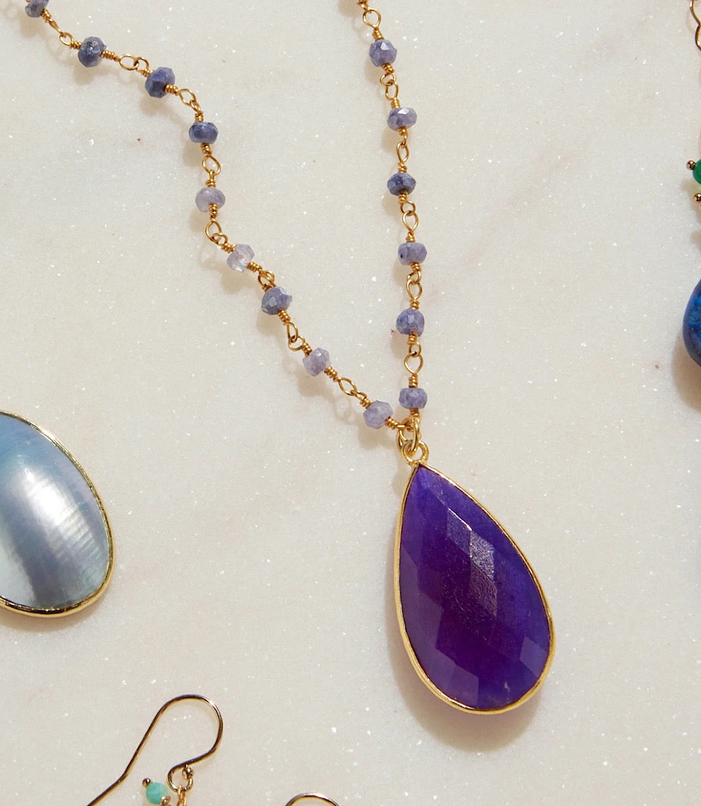 Beaded Teardrop Pendant Necklace 11 Beaded Teardrop Pendant Necklace - Image 9