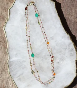 Multi Color Beaded Gemstone Necklace
